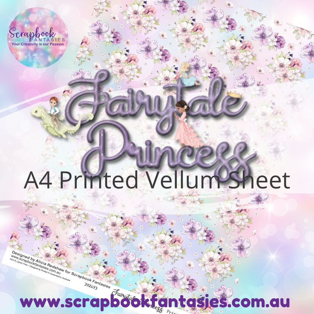 Fairytale Princess A4 Printed Vellum Sheet - Floral Pattern 392493