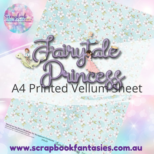 Fairytale Princess A4 Printed Vellum Sheet - Tiny Flowers on Blue 392422