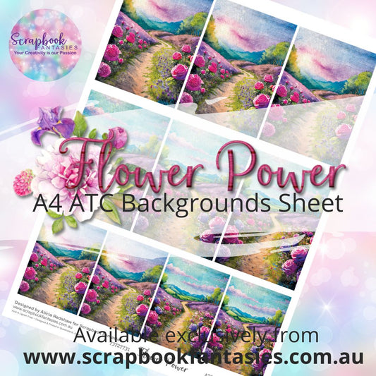 Flower Power A4 ATC Backgrounds Sheet  - Path to Happiness 73727731