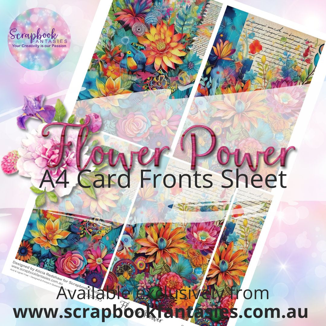 Flower Power A4 Card Fronts Sheet  - Colour-Pop Collage 1 73727715