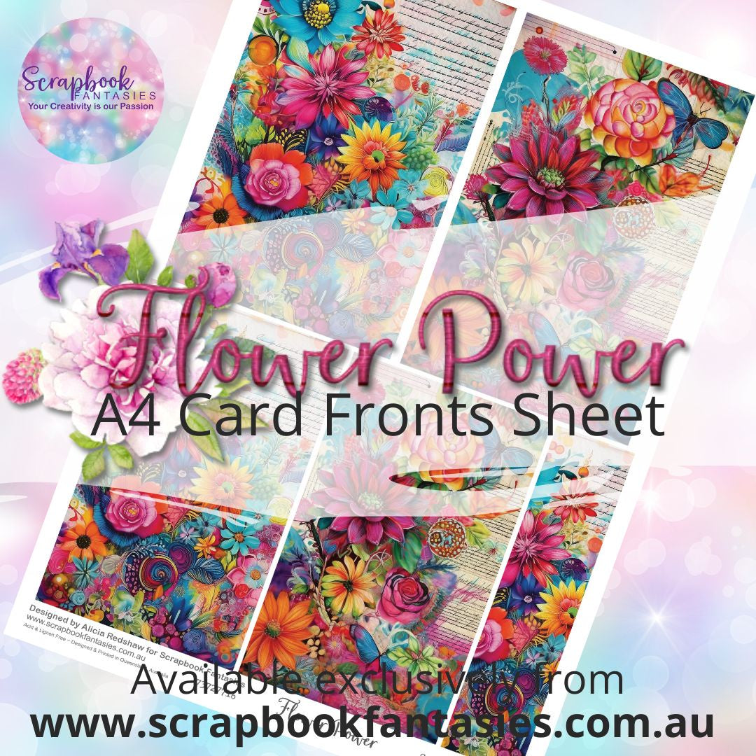 Flower Power A4 Card Fronts Sheet  - Colour-Pop Collage 2 73727716