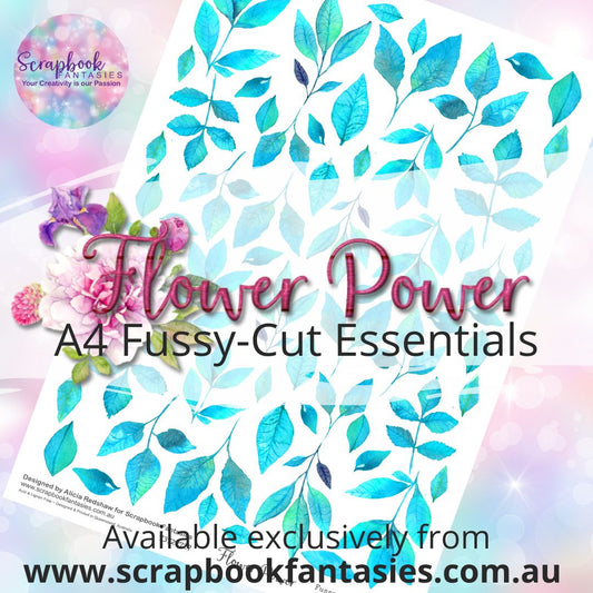 Flower Power A4 Colour Fussy-Cut Essentials - Colour-Pop Aqua Leaves 73727727