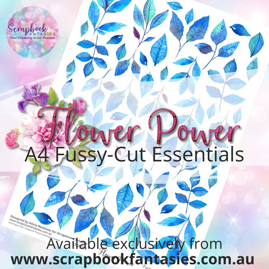 Flower Power A4 Colour Fussy-Cut Essentials - Colour-Pop Blue Leaves 73727724