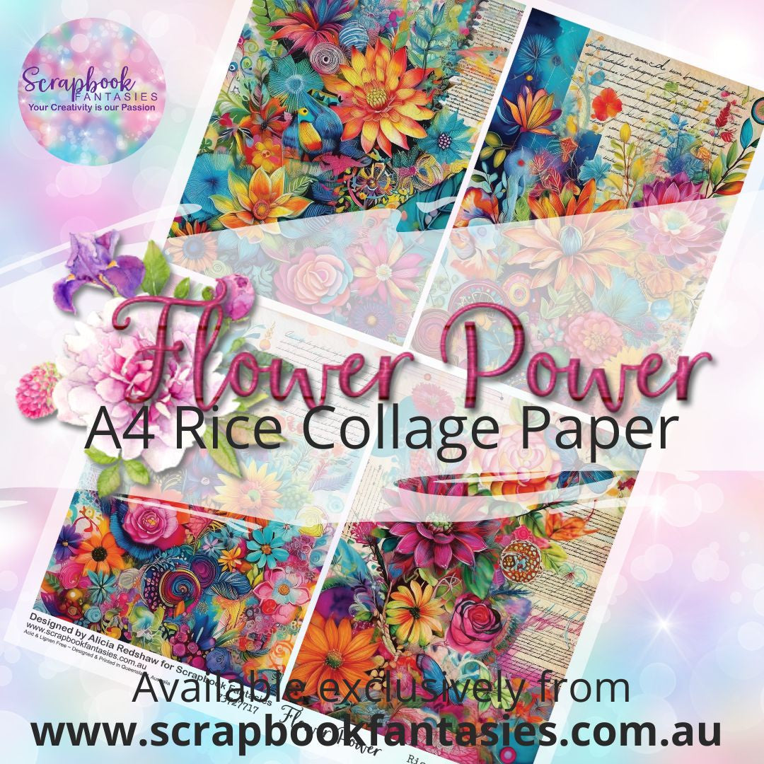 Flower Power A4 Rice Collage Paper - Colour-Pop Collage Quarters 73727717