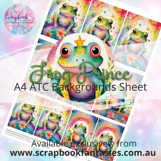 Frog Prince A4 ATC Backgrounds Sheet  - Frogs 1 324702