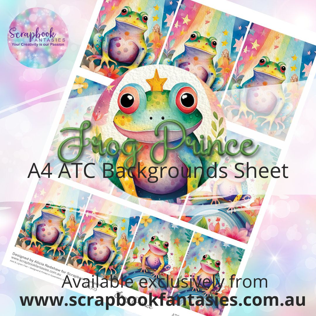 Frog Prince A4 ATC Backgrounds Sheet  - Frogs 2 324703