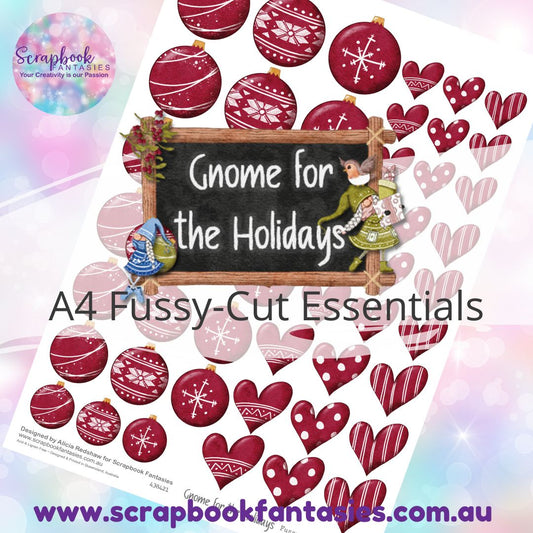 Gnome for the Holidays A4 Colour Fussy-Cut Essentials - Red Hearts & Baubles 438421