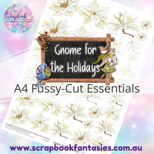 Gnome for the Holidays A4 Colour Fussy-Cut Essentials - Cream Poinsettias 438425