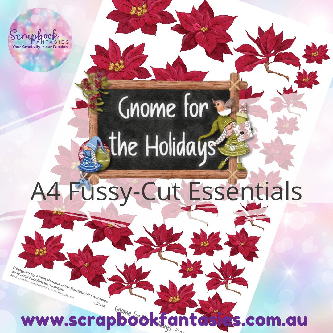 Gnome for the Holidays A4 Colour Fussy-Cut Essentials - Red Poinsettias 438424