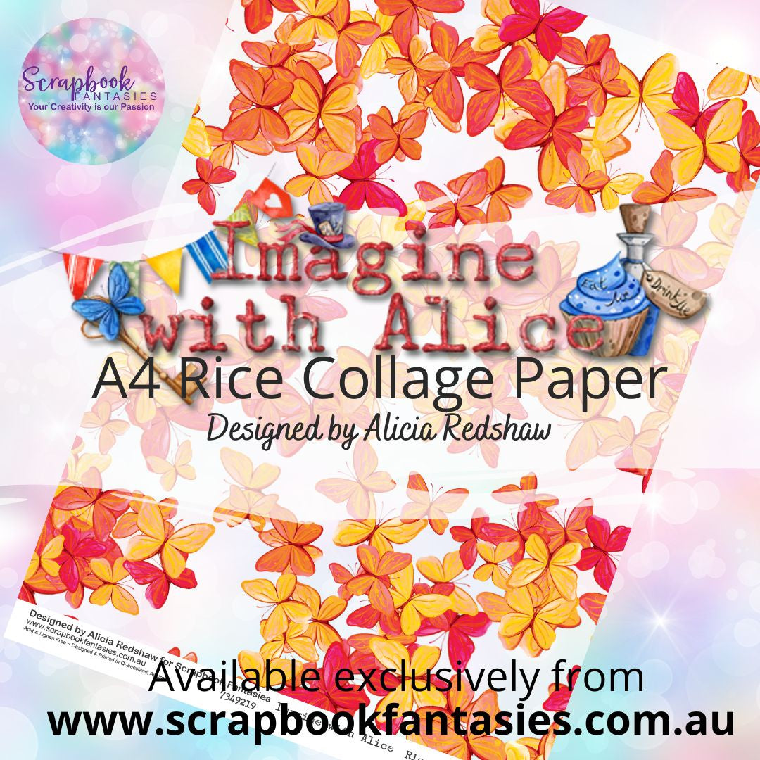 Imagine with Alice A4 Rice Collage Paper - Yellow & Orange Butterflies 7349219