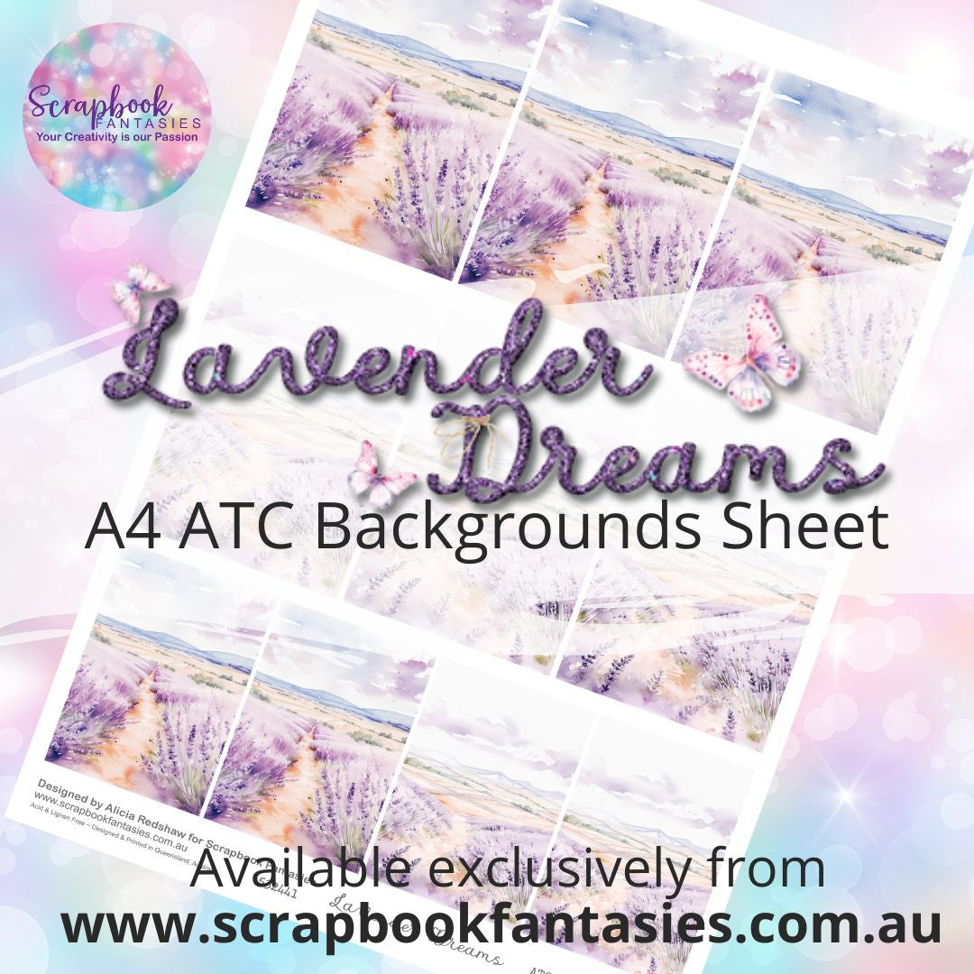 Lavender Dreams A4 ATC Backgrounds Sheet  - Lavender Farm 532441