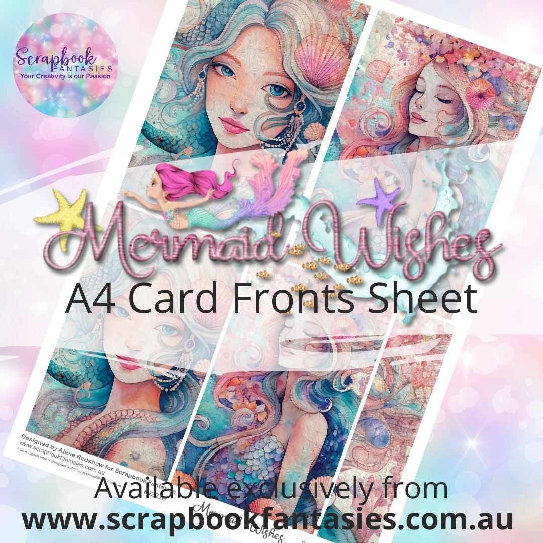 Mermaid Wishes A4 Card Fronts Sheet  - Mermaid Collage 692210