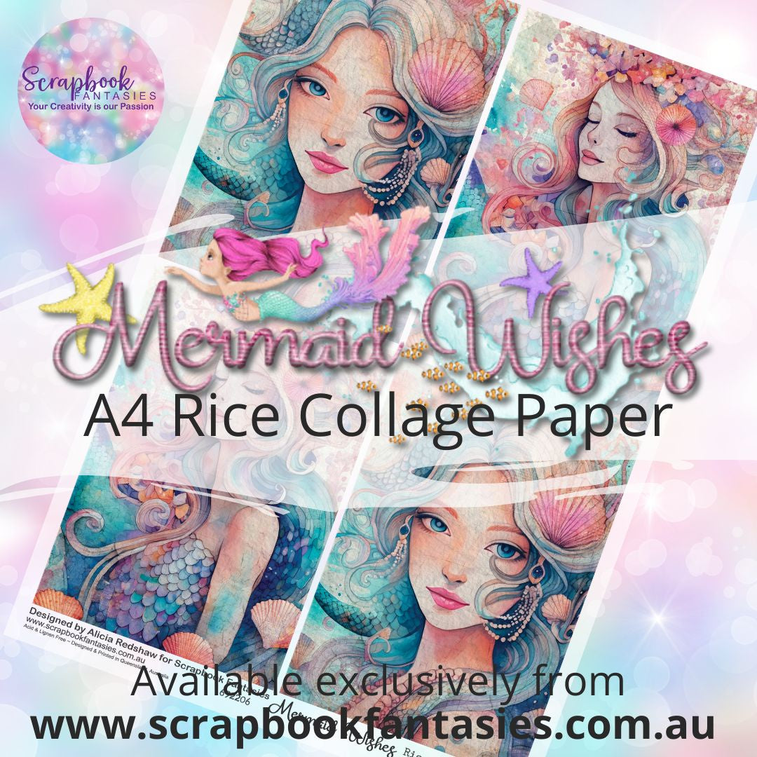 Mermaid Wishes A4 Rice Collage Paper - Mermaid Collage Quarters 692206