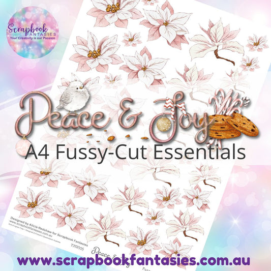 Peace & Joy A4 Colour Fussy-Cut Essentials - Pink Poinsettias 7372555