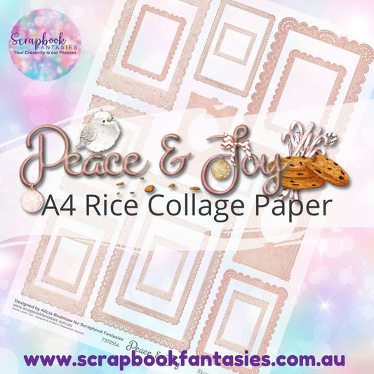 Peace & Joy A4 Rice Collage Paper - Pink Lace Frames 7372554