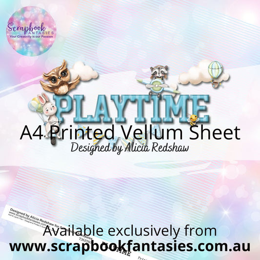 Playtime A4 Printed Vellum Sheet - Pale Blue Stripes 73627809