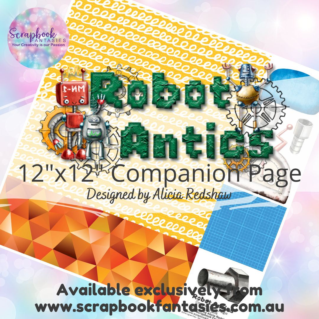 Robot Antics 12"x12" Single-sided Companion Page - Yellow Pattern 73723206
