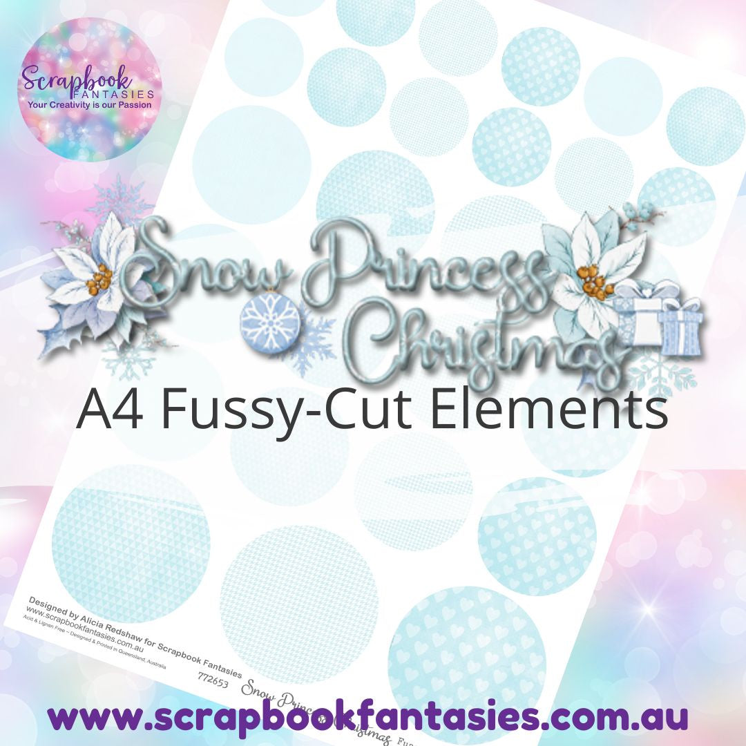 Snow Princess Christmas A4 Colour Fussy-Cut Elements - Mint Circles 772653