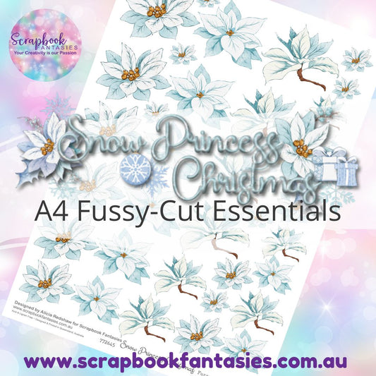 Snow Princess Christmas A4 Colour Fussy-Cut Essentials - Mint Poinsettias 772645