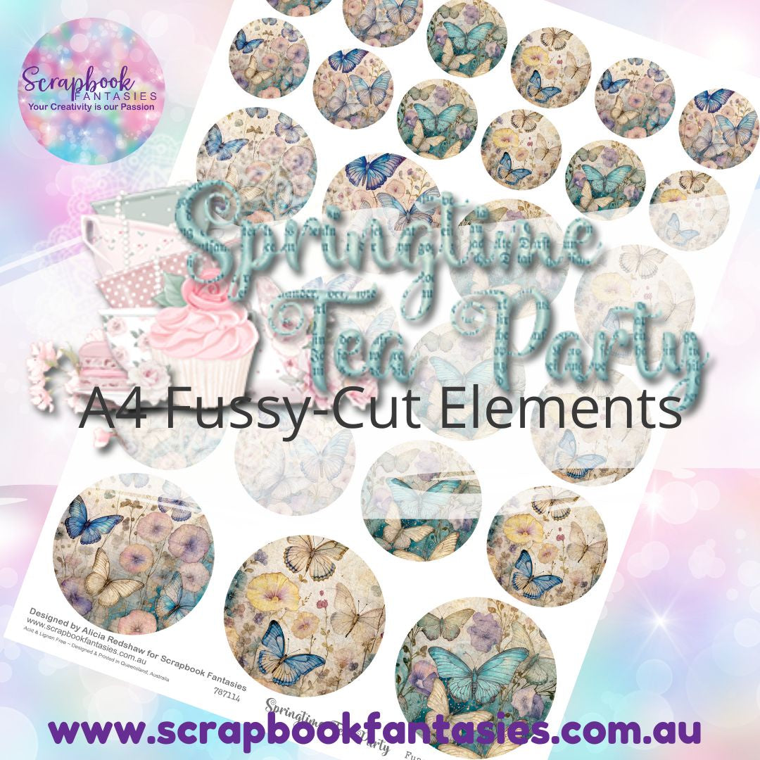 Springtime Tea Party A4 Colour Fussy-Cut Elements - Butterfly Garden Circles 787114