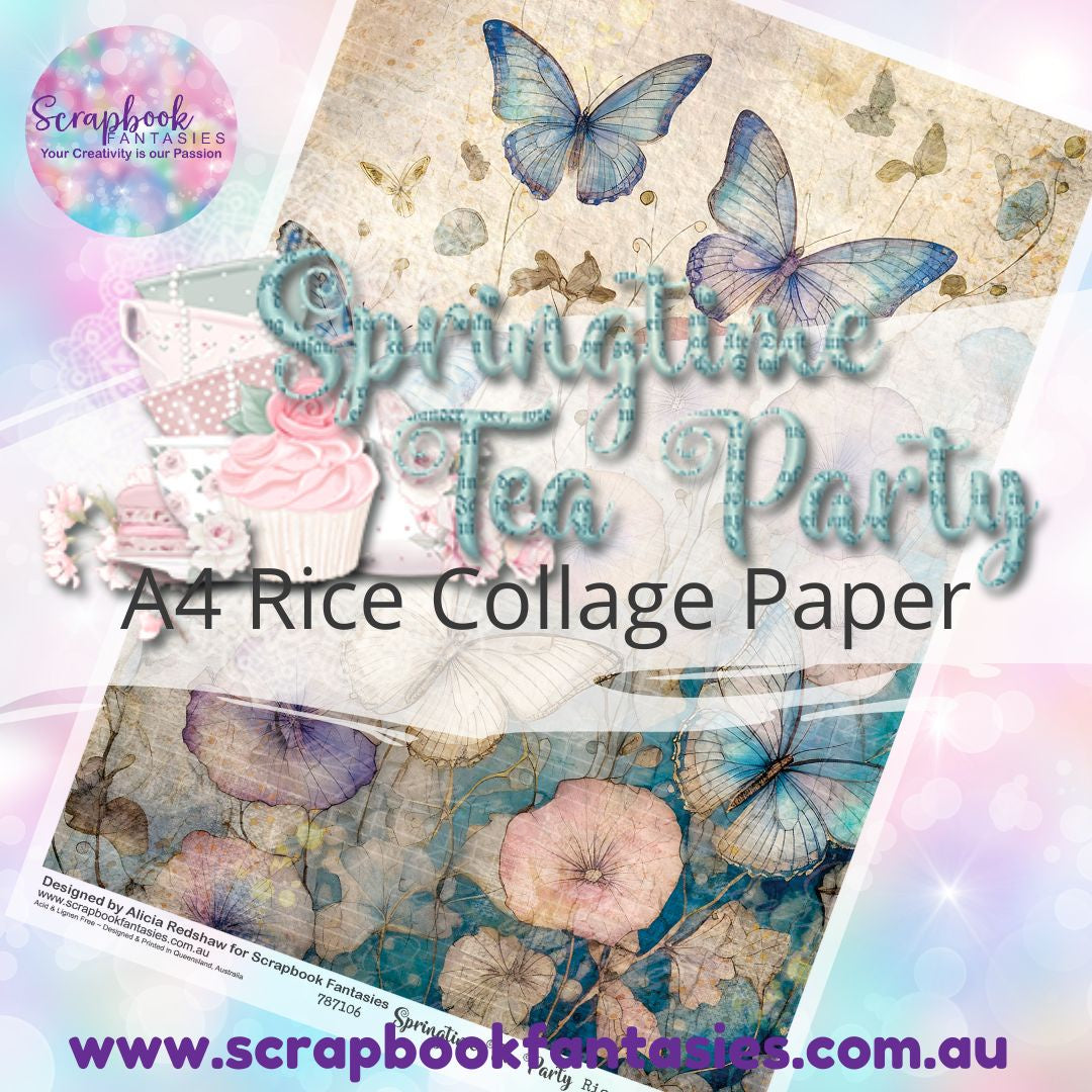 Springtime Tea Party A4 Rice Collage Paper - Butterfly Garden 1 787106