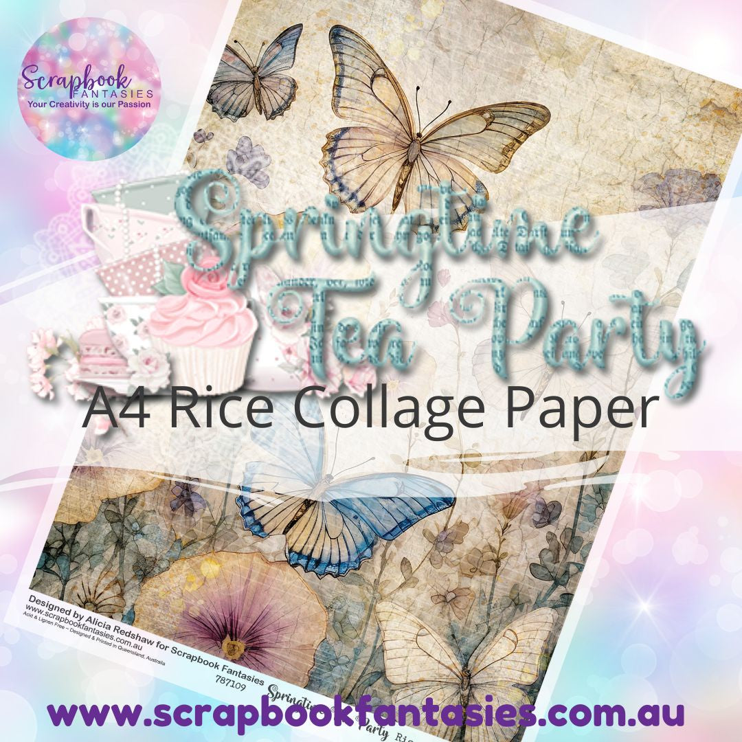 Springtime Tea Party A4 Rice Collage Paper - Butterfly Garden 4 787109