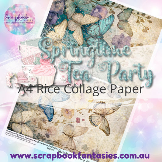 Springtime Tea Party A4 Rice Collage Paper - Butterfly Garden Halves 2 787105