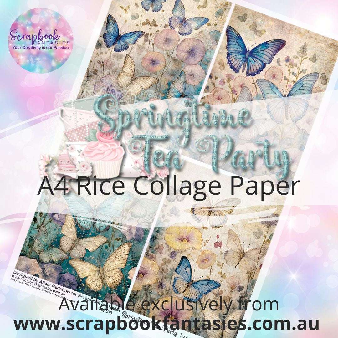 Springtime Tea Party A4 Rice Collage Paper - Butterfly Garden Quarters 787103