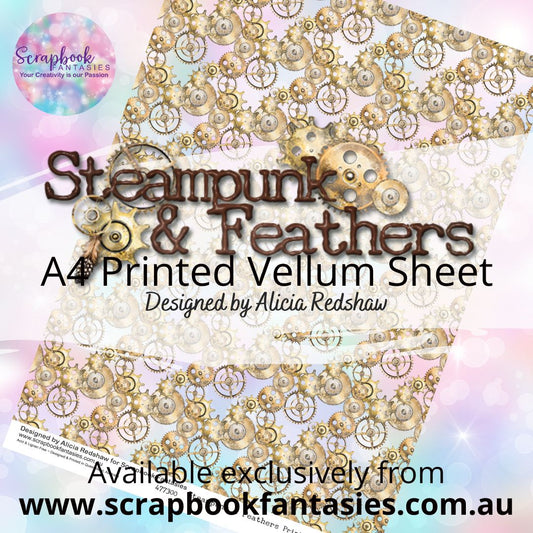 Steampunk & Feathers A4 Printed Vellum Sheet - Cog Pattern 477300