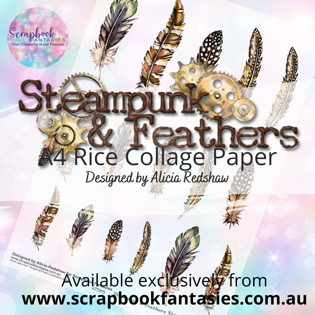 Steampunk & Feathers A4 Rice Collage Paper - Feathers 477305