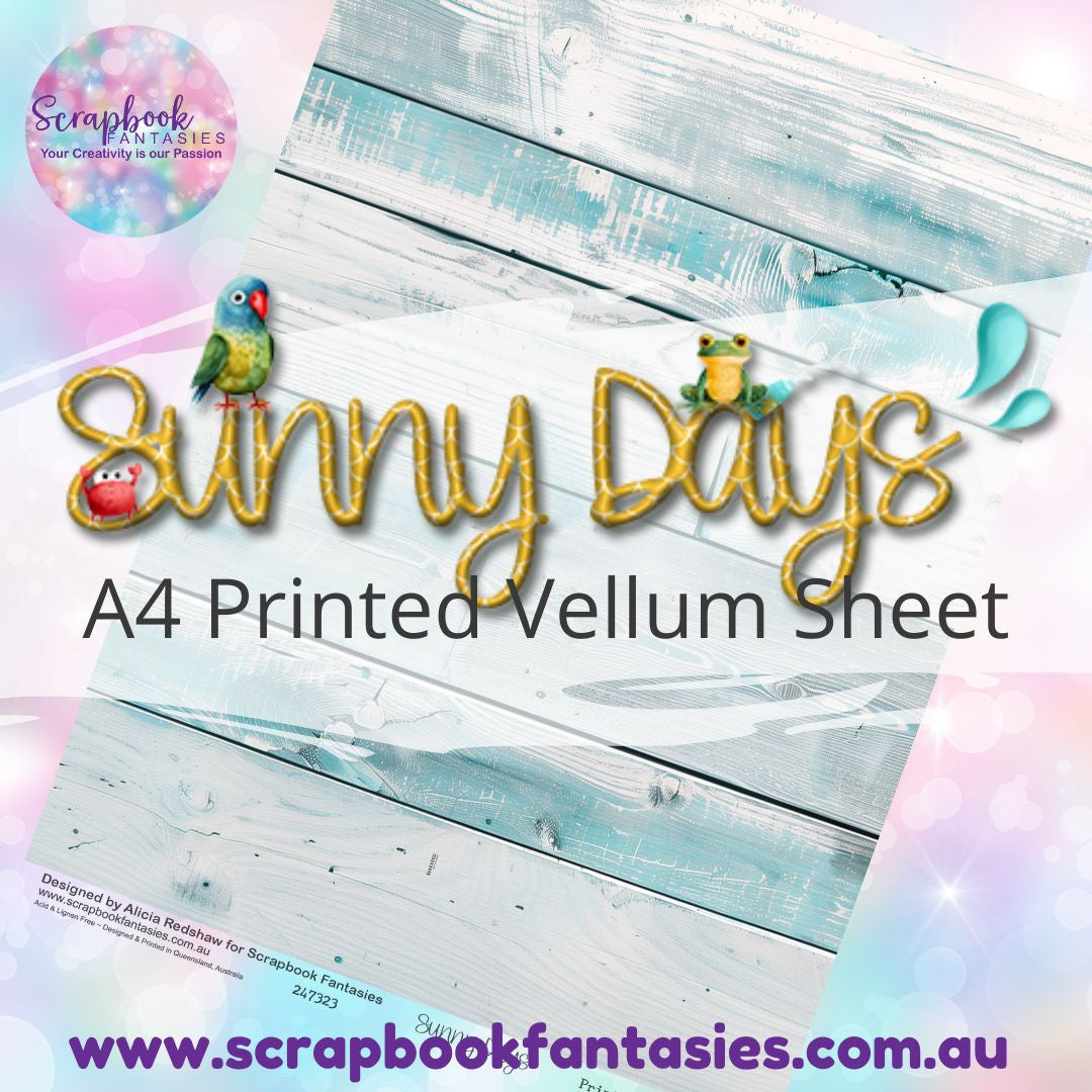 Sunny Days A4 Printed Vellum Sheet - Teal Timber 247323