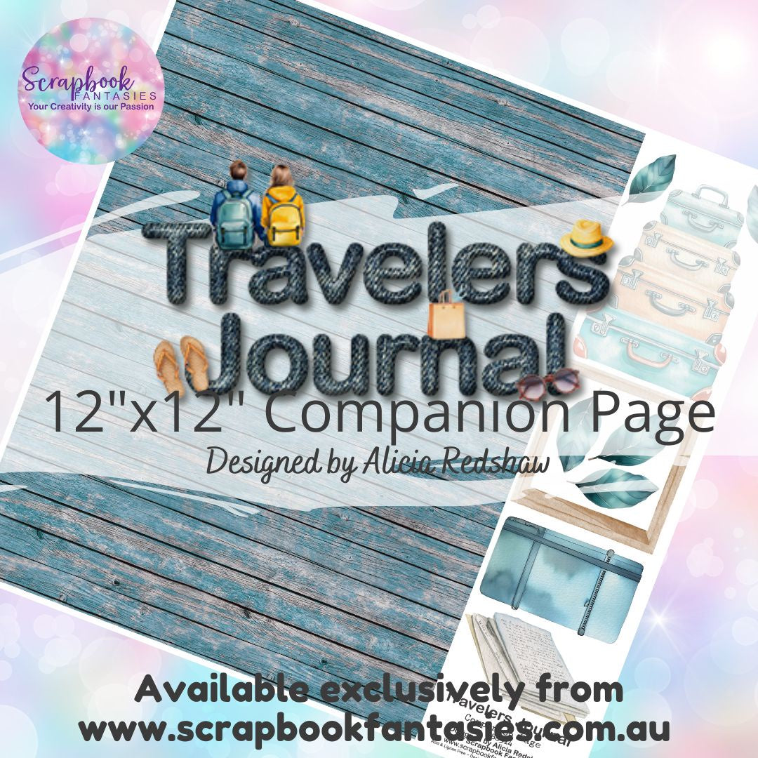 Travelers Journal 12"x12" Single-sided Companion Page - Teal Timber 388514