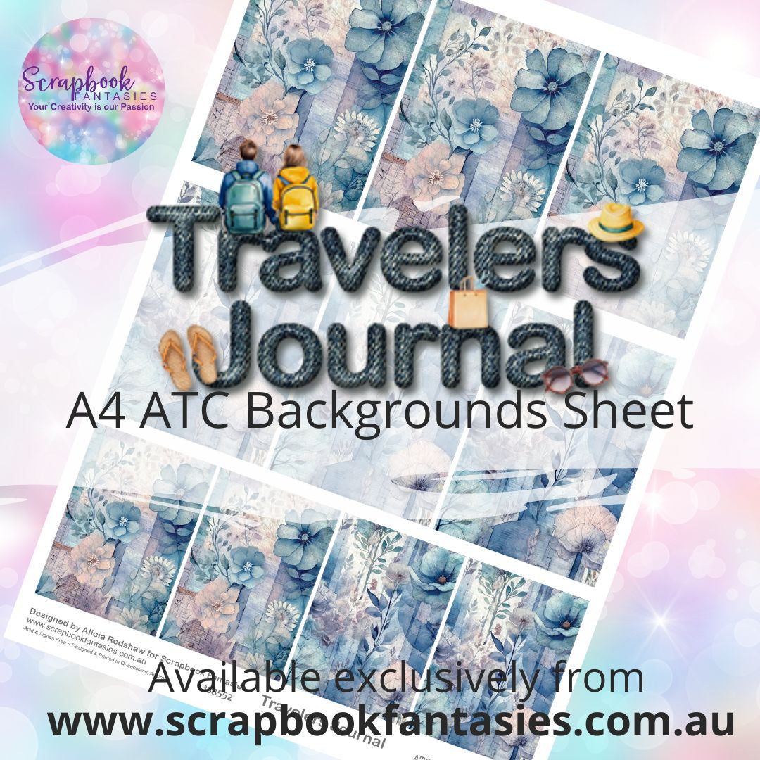 Travelers Journal A4 ATC Backgrounds Sheet  - Travelers Collage 2 388552