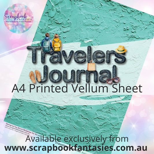 Travelers Journal A4 Printed Vellum Sheet - Teal Stucco 388548