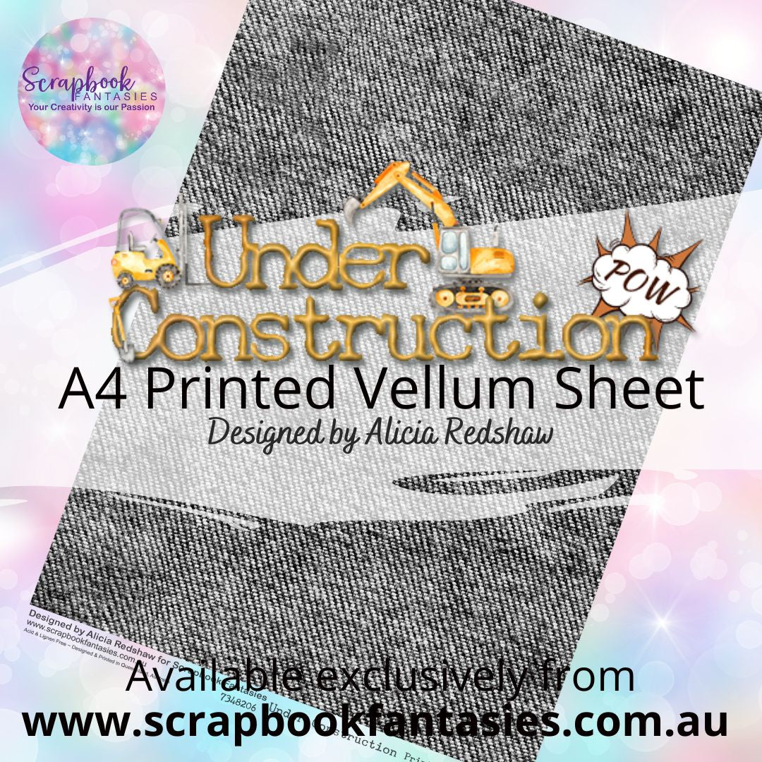 Under Construction A4 Printed Vellum Sheet - Black Denim 7348205