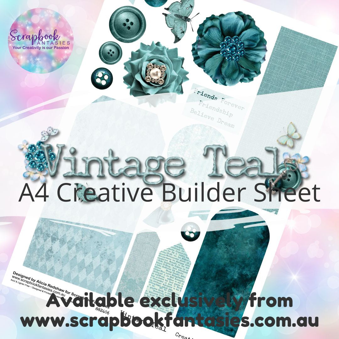 Vintage Teal A4 Creative Builder Sheet 882406