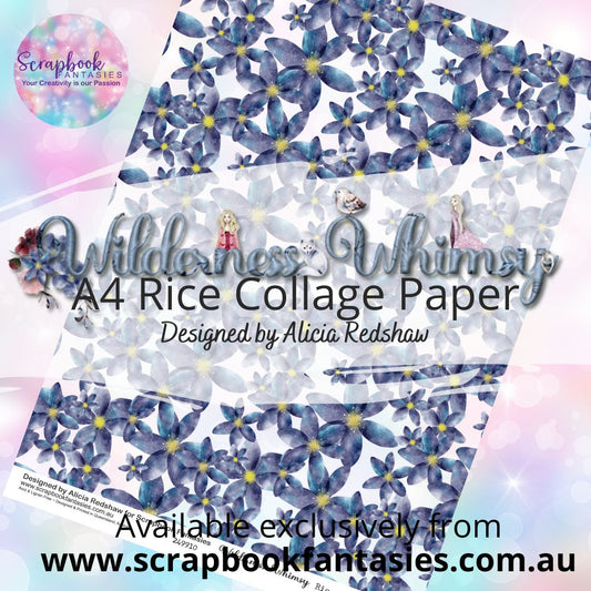 Wilderness Whimsy A4 Rice Collage Paper - Blue Flowers 249910