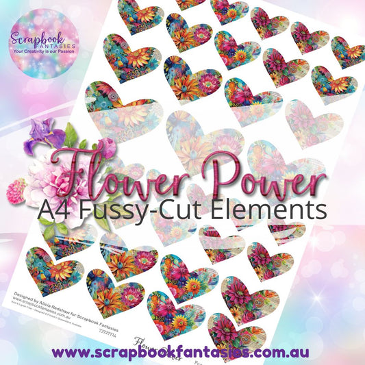 Flower Power A4 Colour Fussy-Cut Elements - Colour-Pop Collage Hearts 73727714