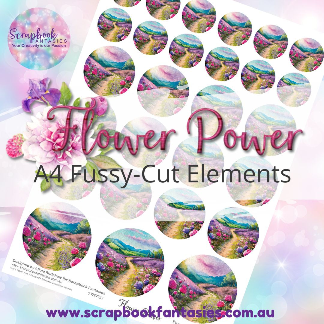 Flower Power A4 Colour Fussy-Cut Elements - Path to Happiness Circles 73727733