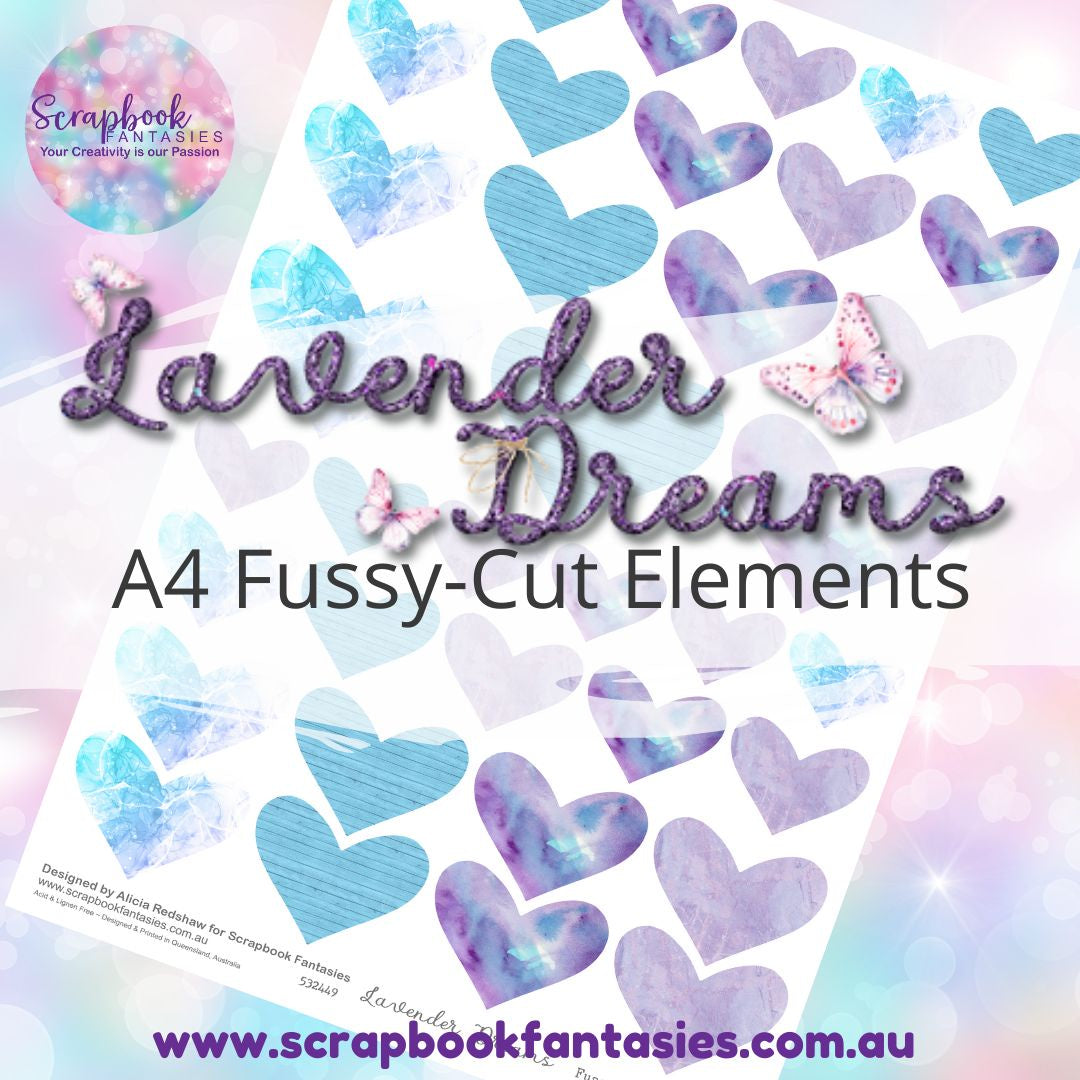 Lavender Dreams A4 Colour Fussy-Cut Elements - Hearts 3 532449