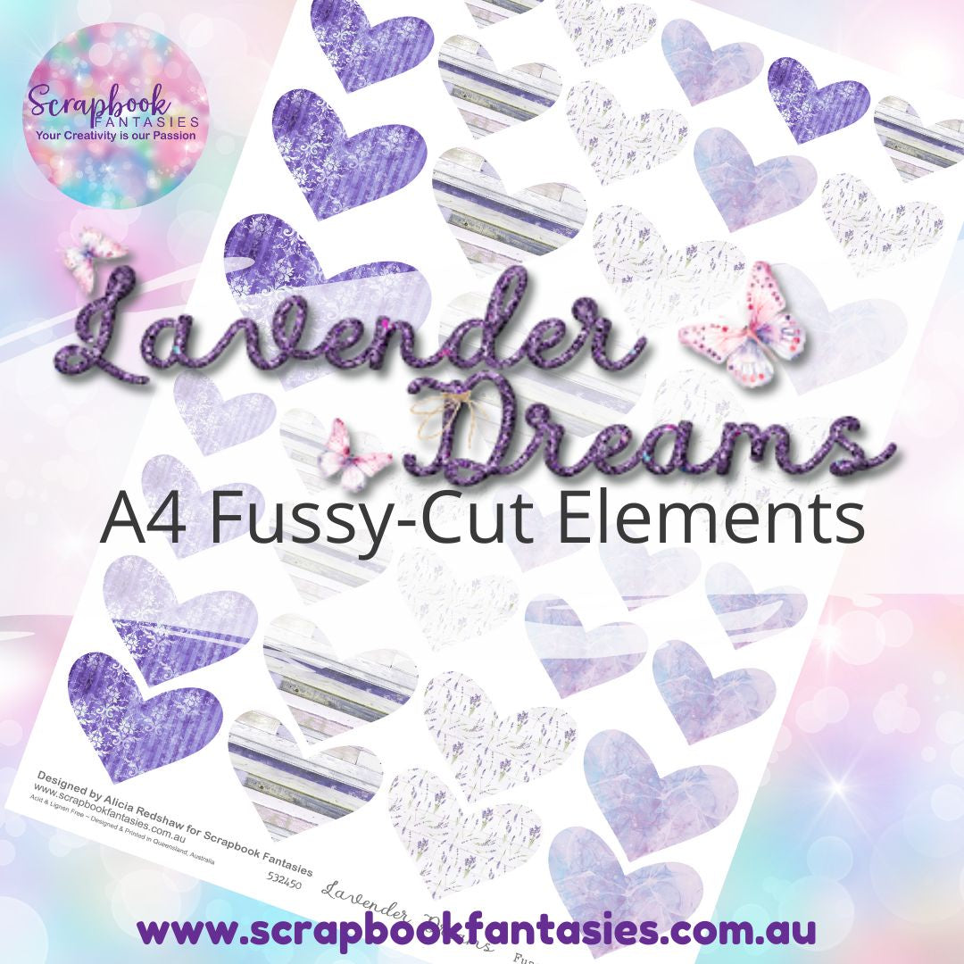 Lavender Dreams A4 Colour Fussy-Cut Elements - Hearts 4 532450