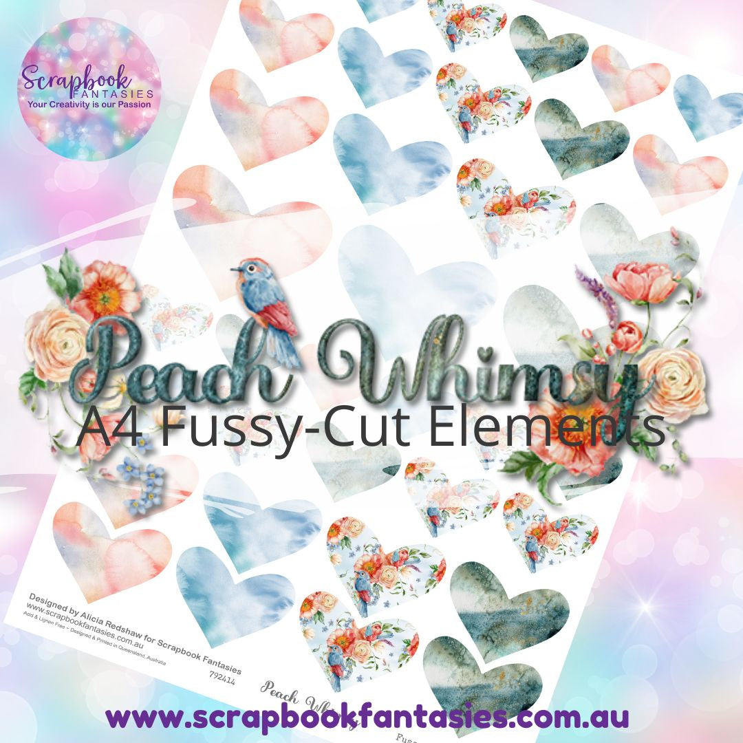 Peach Whimsy A4 Colour Fussy-Cut Elements - Hearts 792414