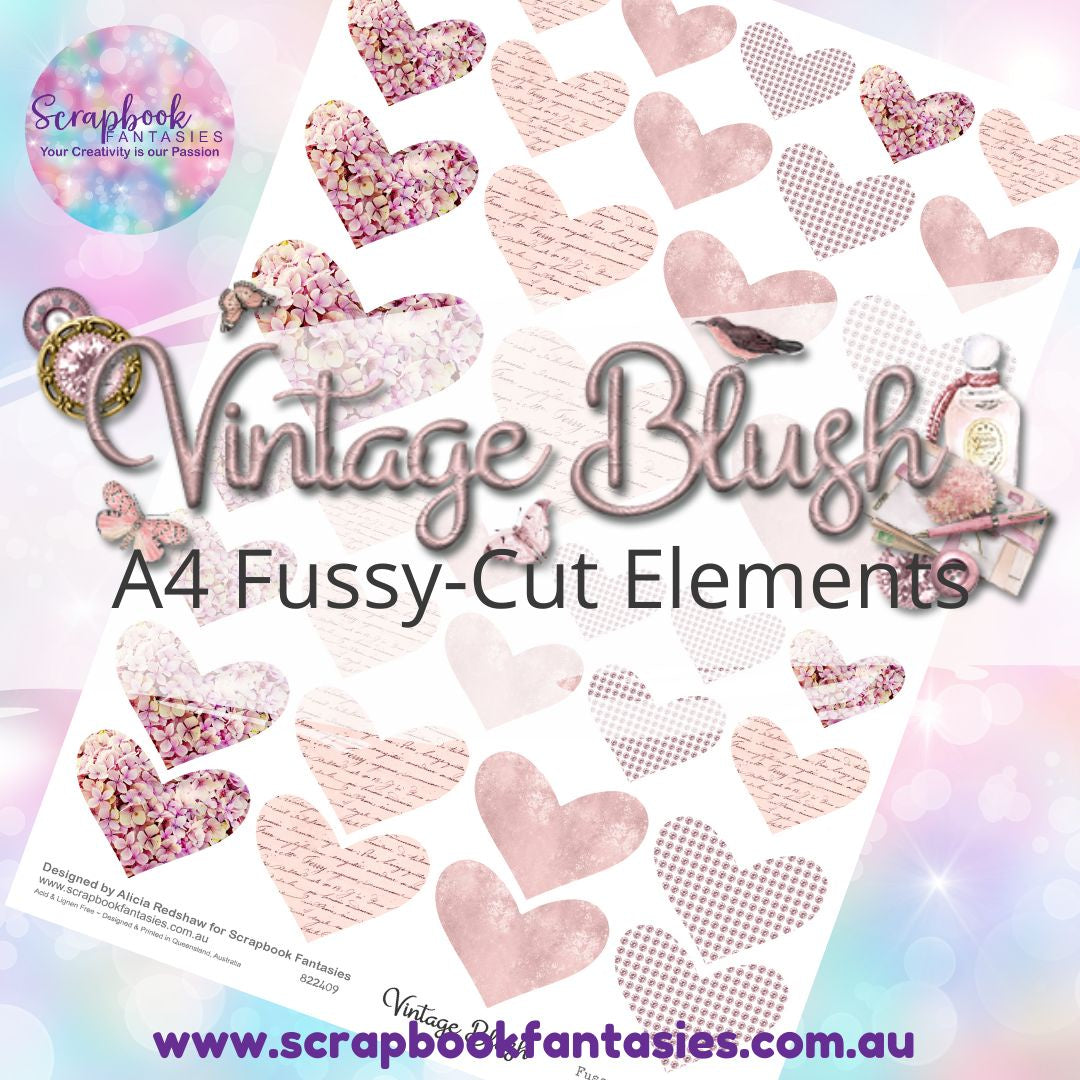 Vintage Blush A4 Colour Fussy-Cut Elements - Hearts 822409