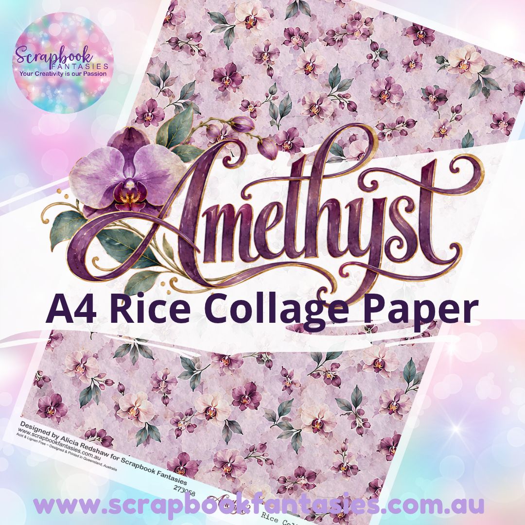 Amethyst A4 Rice Collage Paper - Orchid Pattern 273058