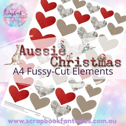 Aussie Christmas A4 Colour Fussy-Cut Elements - Hearts 2-3 888047