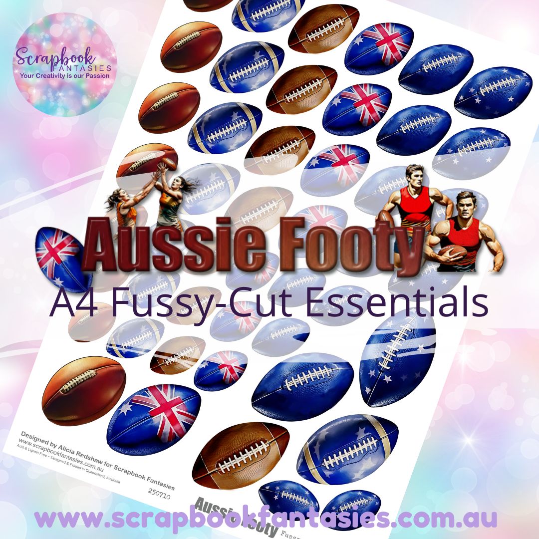 Aussie Footy A4 Colour Fussy-Cut Essentials - Footballs 250710