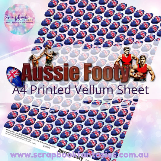Aussie Footy A4 Printed Vellum Sheet - Aussie Football Pattern 250706