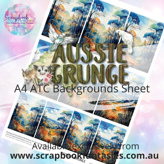 Aussie Grunge A4 ATC Backgrounds Sheet  - Bushland 1 731495