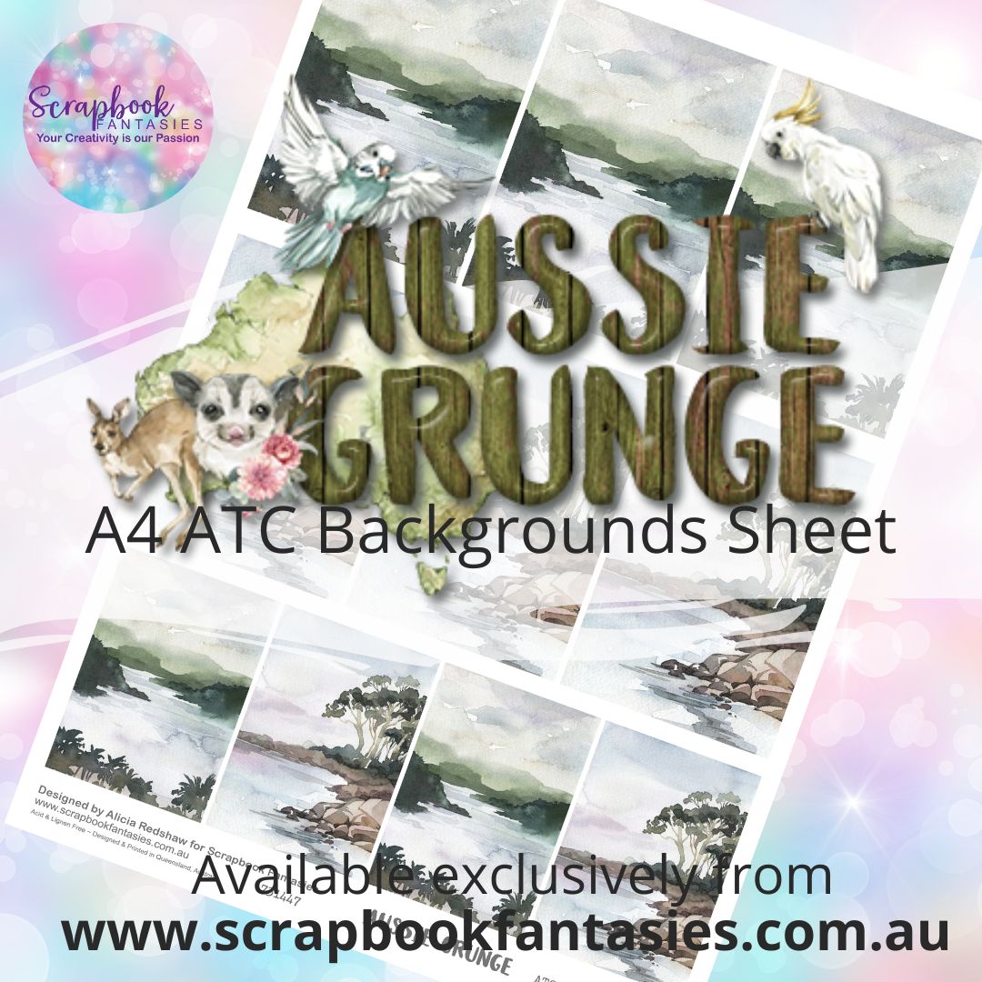 Aussie Grunge A4 ATC Backgrounds Sheet  - Scenery 1 731447