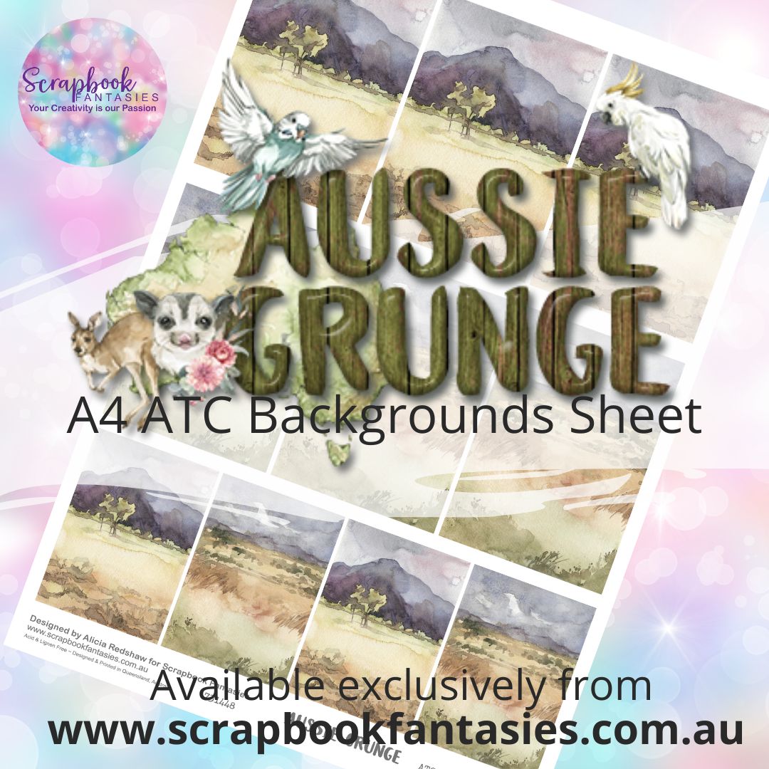 Aussie Grunge A4 ATC Backgrounds Sheet  - Scenery 2 731448